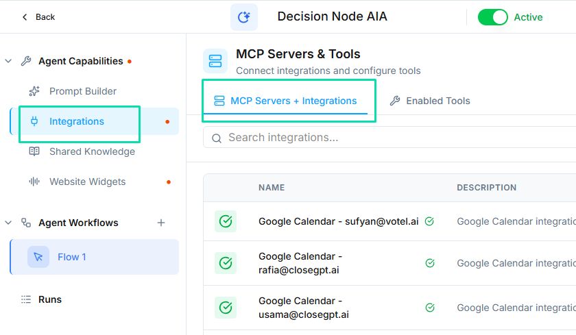 Integrations and MCP Tools